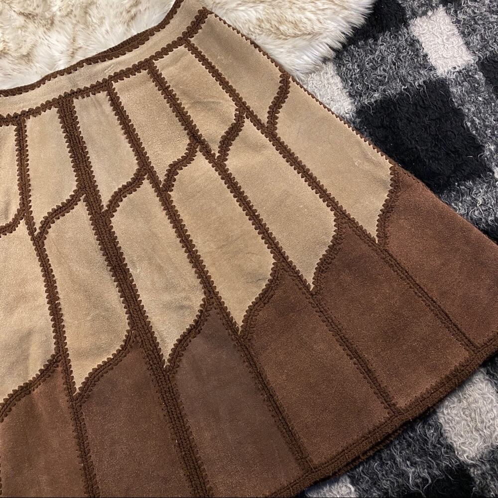 Vintage 70s young east brown suede a line skirt 13/14 - Picture 11 of 16